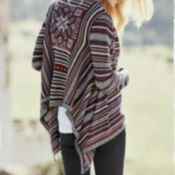 Peruvian Connection 100% cotton open hi low cardigan - Picture 1 of 16